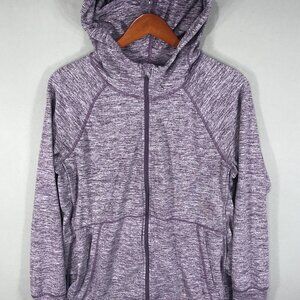 Serene Tangerine Hoodie Sweater Women's Large Purple Full Zip Pockets Thumbholes